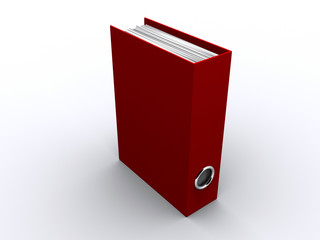 A red office archive folder - rendered in 3d