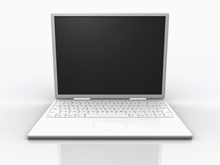 Stylish white laptop on white background - rendered in 3d