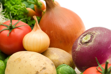fresh vegetables on white background