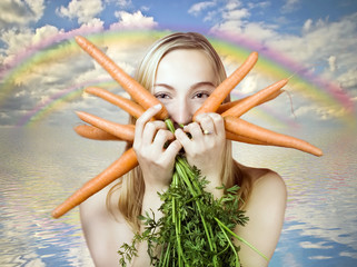 carrots - healthy girl with vegetables