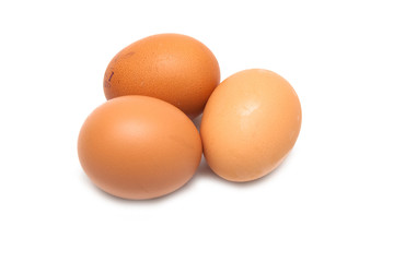 chicken eggs isolated on white