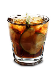 Alcoholic Cocktail - Cuba Libre made of Cola, Lime and Rum