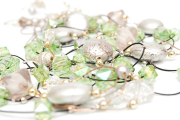 green and grey jewels isolated on white