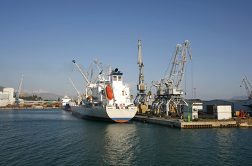 boat unloading at ploce harbour in croatia