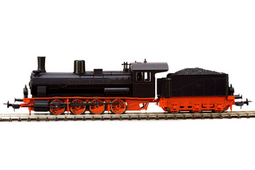 steam loco model isolated over white background