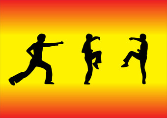 Fototapeta na wymiar illustration of 3 martial arts silhouettes
