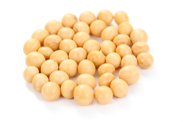 close-ups of soybeans isolated on white