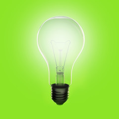 electric lamp on green background