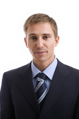 Portrait of young businessman - isolated in white background