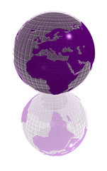 Fototapeta na wymiar purple 3d globe africa and europa