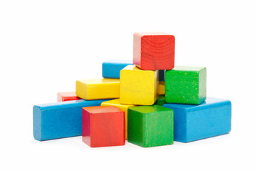 heap of color wooden bricks
