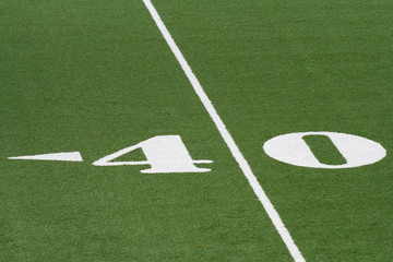 Forty yard line at a college football Field.