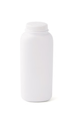 Blank baby talcum powder container on white background