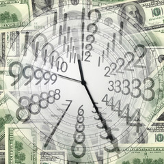 close up shot of  clock and money