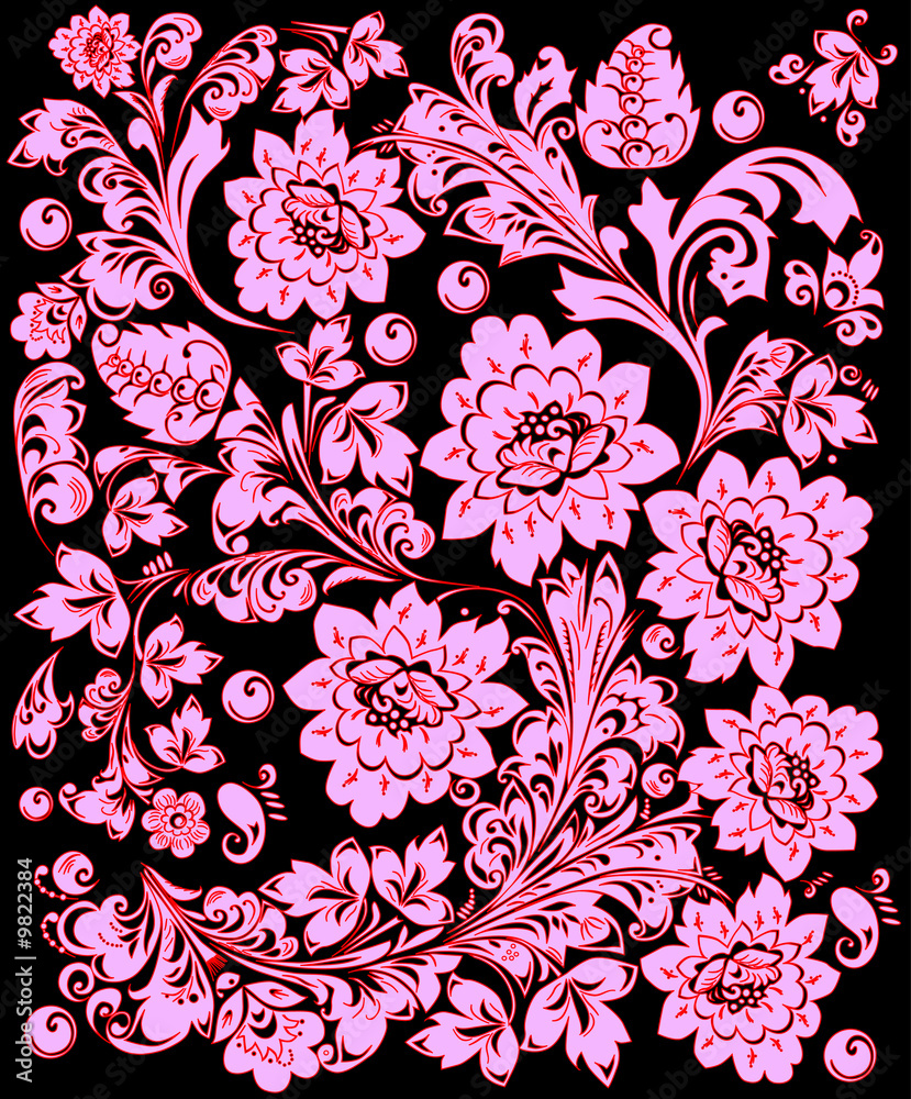 Wall mural traditional light pink flower pattern