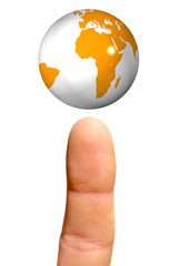 Golden 3D world on human finger