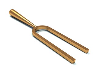 music professional tuning fork from gold - obrazy, fototapety, plakaty