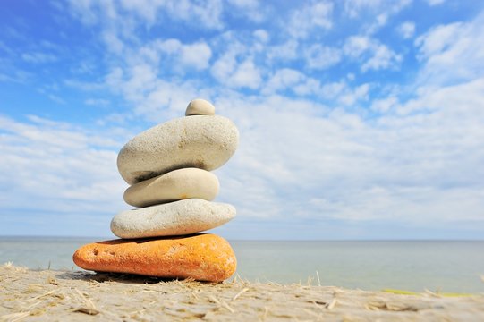 Five stones on the beach
