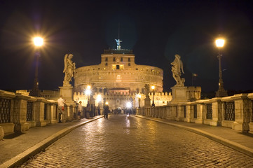 Naklejka na ściany i meble Włochy Starszy Most i Zamek Sant Angelo w Rzymie