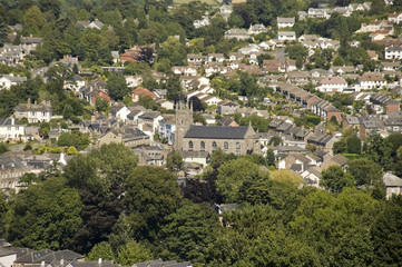 a view over the town of totnes the south hams devon england uk