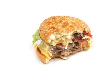Half-eaten hamburger
