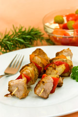 Fleisch-Spieß mit Salat