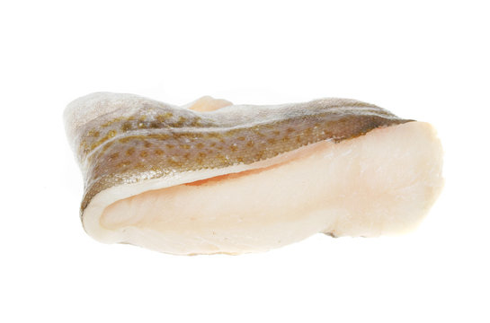 Raw fillet of cod isolated on white