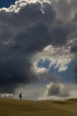 young girl travelling alone in the desert