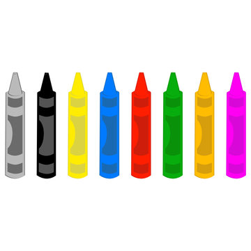 Crayons aligned horizontally
