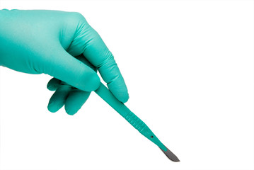 A medical scalpel after a surgical procedure.
