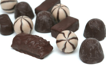 Many different sweets on a white background