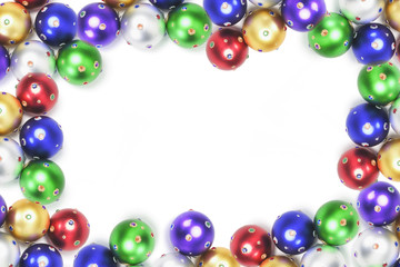 Colourful Christmas Baubles with Copy Space