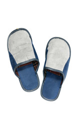 Blue house slippers isolated over white background