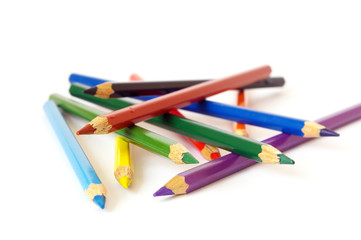 Bright color pencils  isolated on a white background