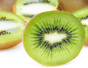 Fototapeta na wymiar Fresh green kiwi on white background close-up
