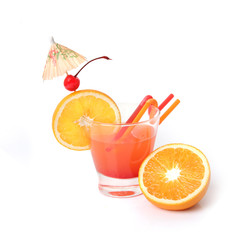 sweet orenge coctail with fruits