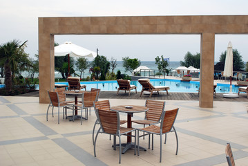 hotel exterior with swimming pool