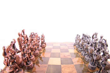 chess set on the white background