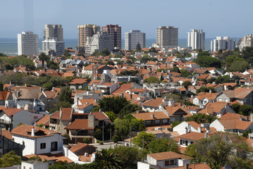 View of city with old roofs..Argentina, town Mar del Plata.