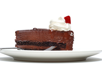 Pciture of one chocolate cake isolated on white background