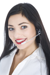 Business woman calling on white background