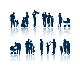 Family vector silhouettes