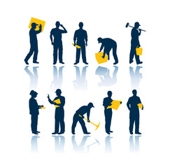 Workers vector silhouettes - 9851940