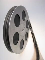 reel of  film of 16 mm on  white background, close up