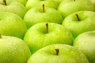 Close up of set of green apples