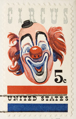 This is a vintage 1966  Stamp  Clown