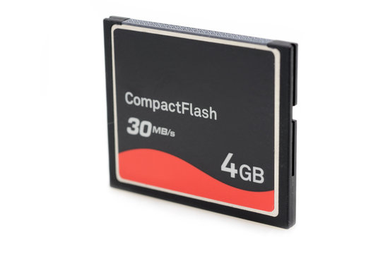 4GB Compact Flash Memory Card In Isolated White Background