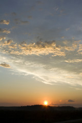 Colorful sunset in wild Siberian taiga