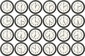 24 clock avery half hour isolated on white background