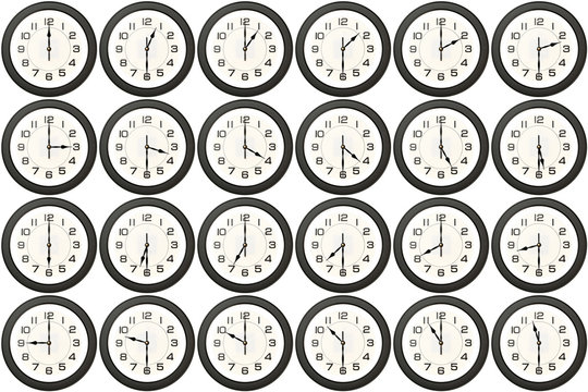 24 clock avery half hour isolated on white background